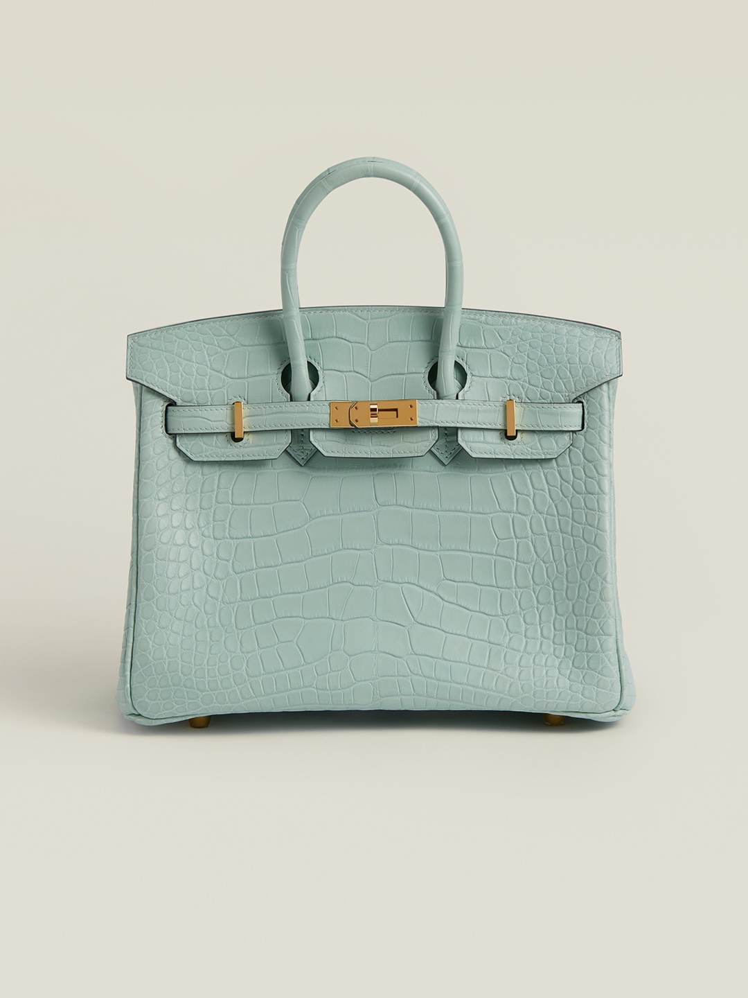 Hermes Birkin 25CM Handmade Bag In Vert D'eau Matte Alligator Leather